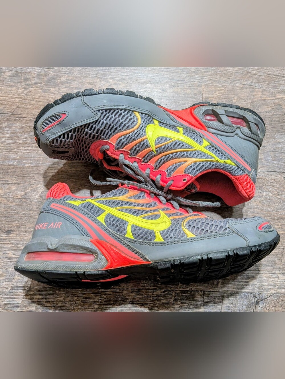 8.5 Nike Gray Max Air with Neon Green & Pink